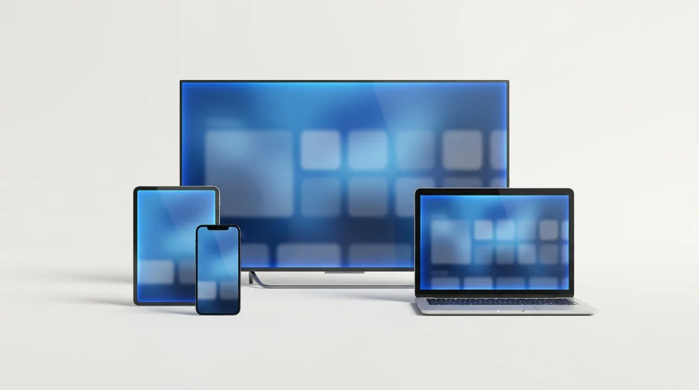 Fernseher, Laptop, Tablet und Handy nutzen während der Testphase gleichzeitig denselben IPTV-Dienst